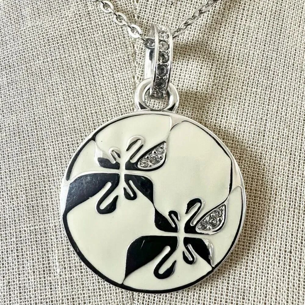 Swarovski Signature Swan Pendant Necklace  Reversible Enamel & Crystal